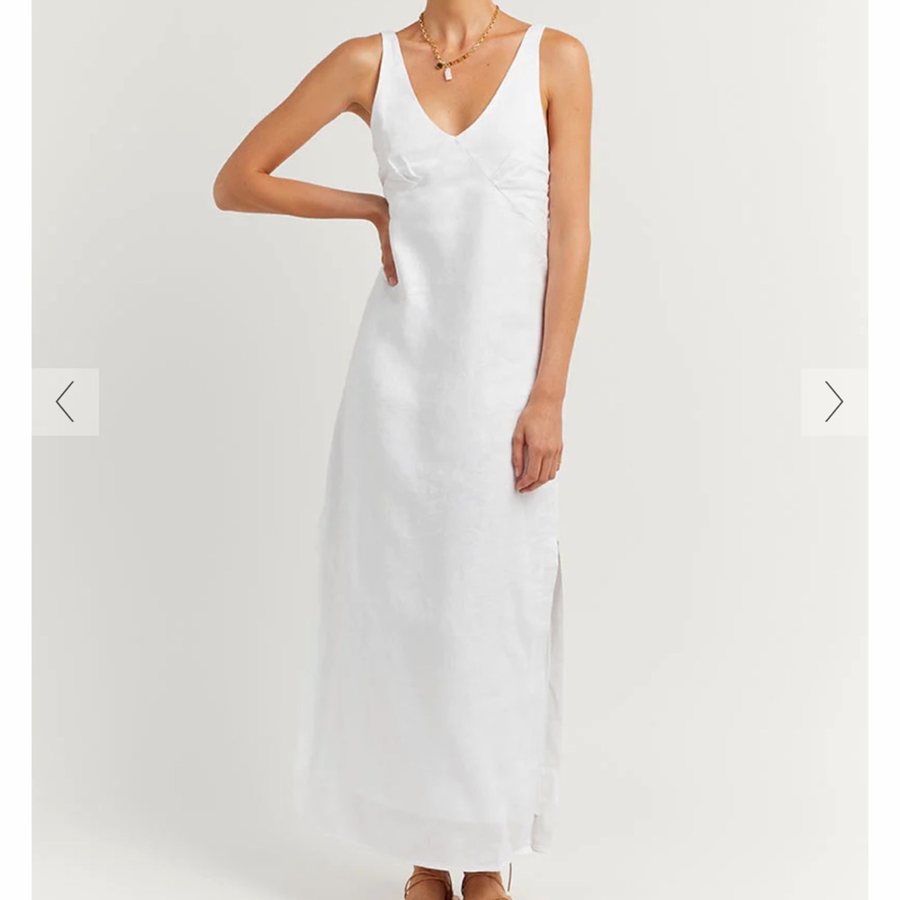 TULLY WHITE LINEN MIDI DRESS DISSH NWT